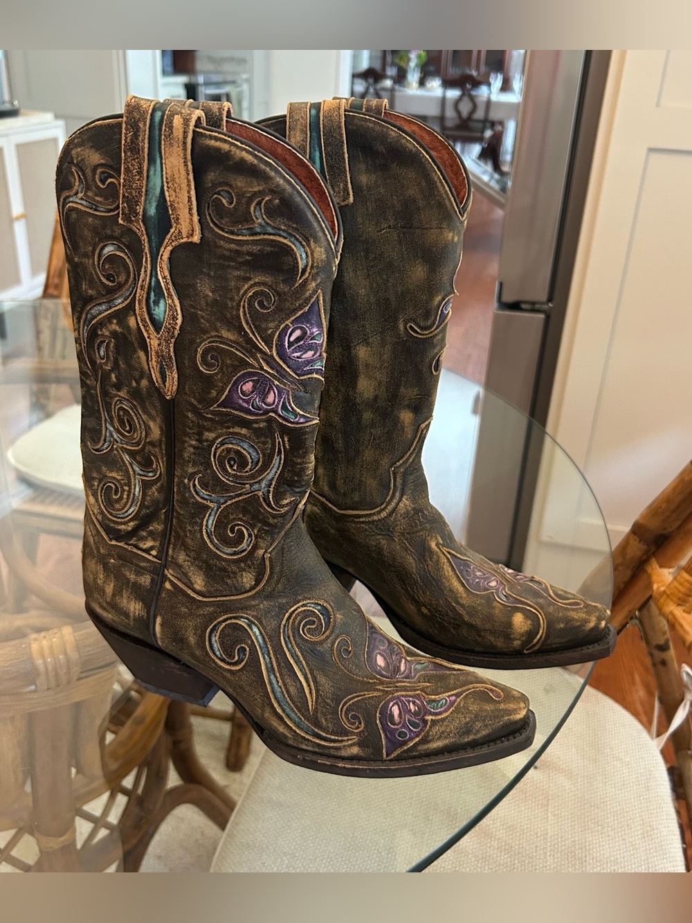 Dan Post butterfly cowgirl boots size 8